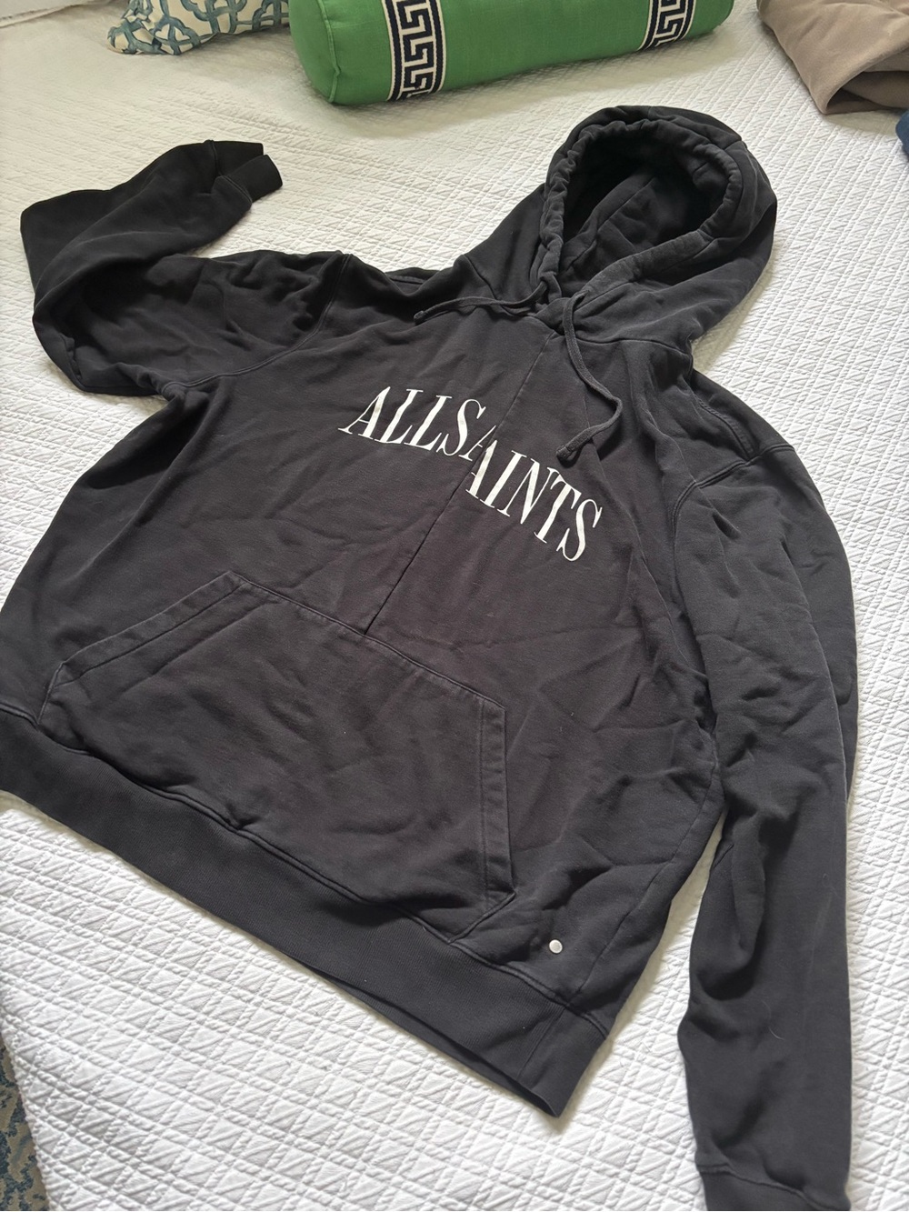 AllSaints Black Logo Pullover Hoodie